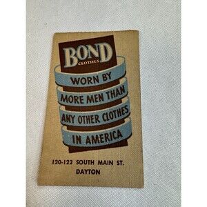 Vintage 1942-43 Bond Clothes Memo Book Calendar Dayton Ohio Advertising Ephemera